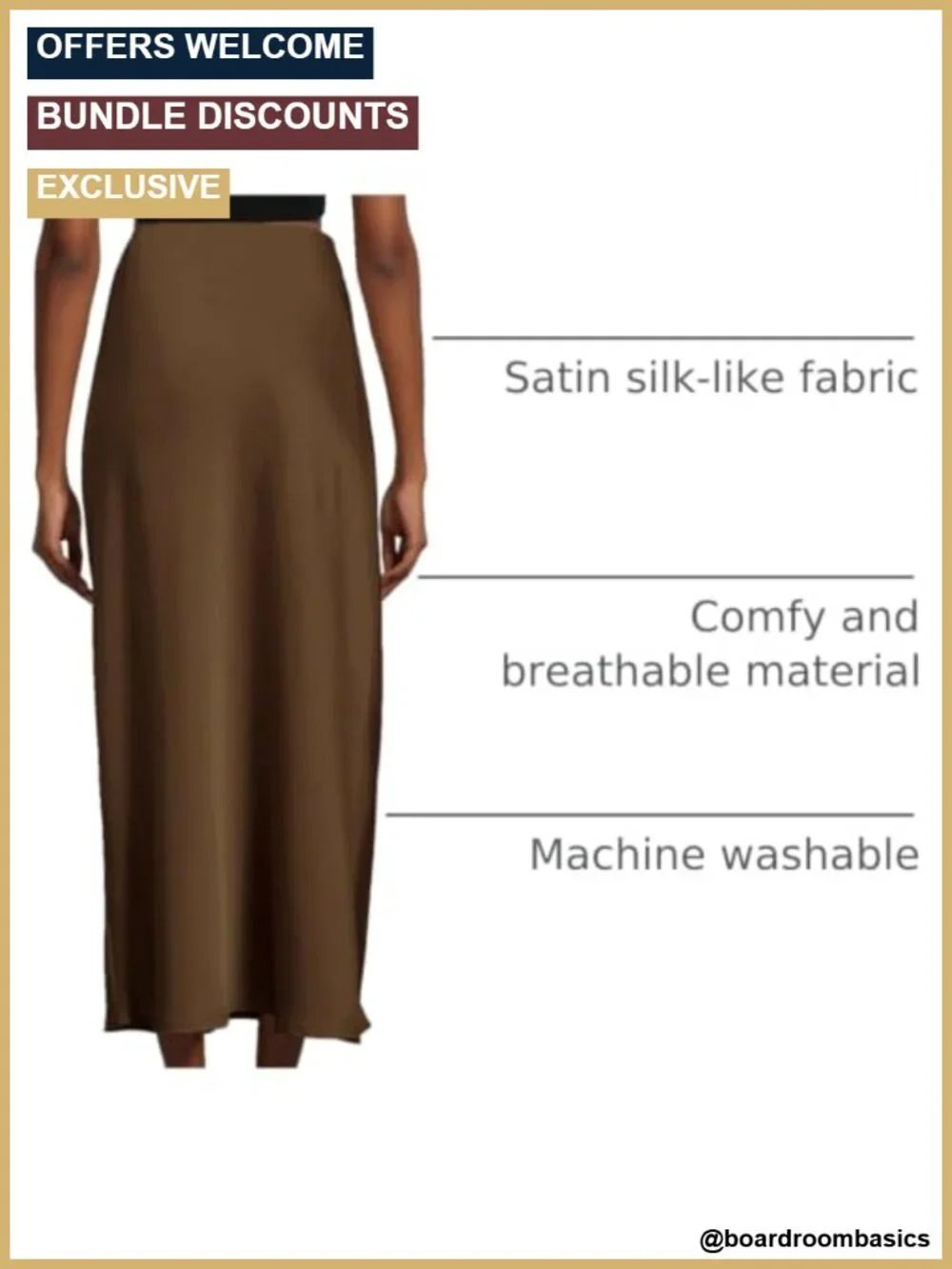 Satin Maxi Skirt High Waisted A-Line Long Elegant Office